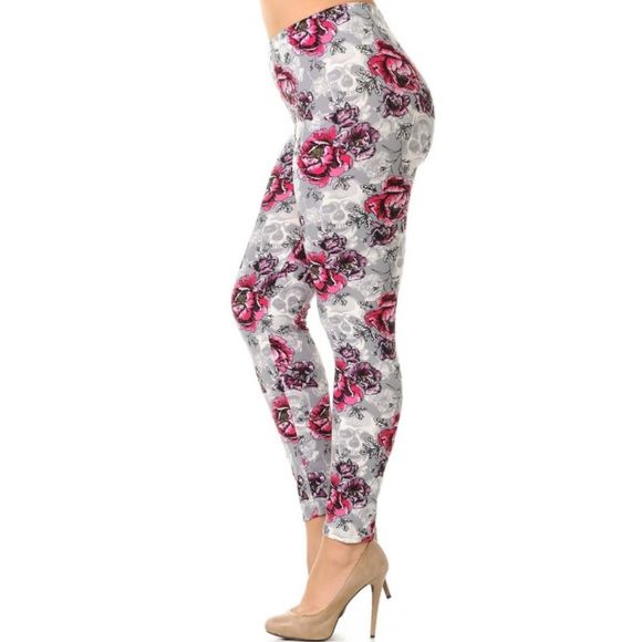 Womens One Sizes Skull Roses Leggings - Picture 2 of 7
